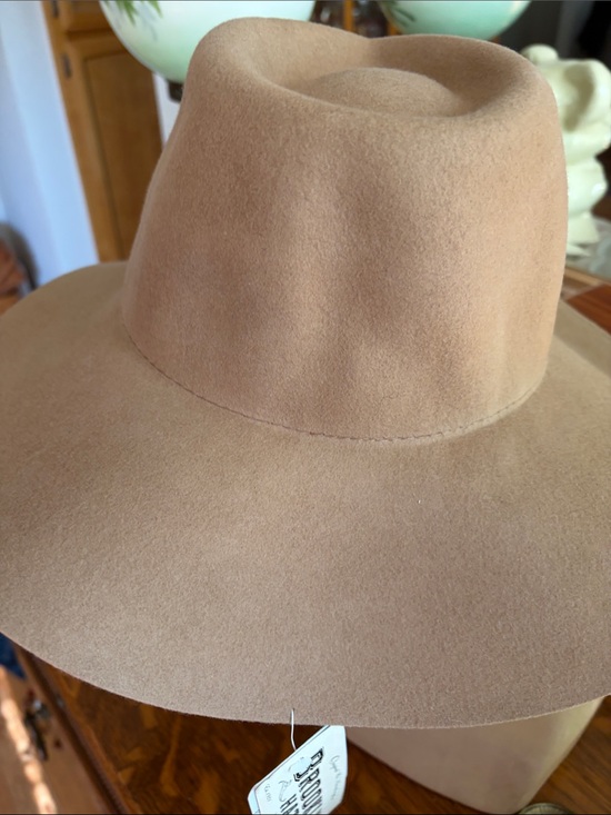 Women\'s Wide-Brim Felt Fedora Hat in Beige main image 7
